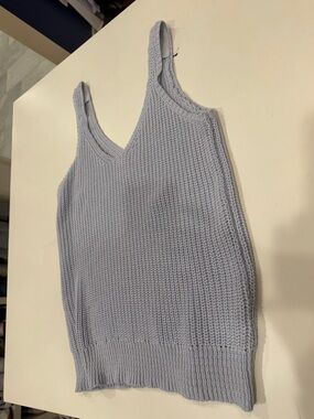 John + Jenn Pale Blue Knit V-Neck Tank